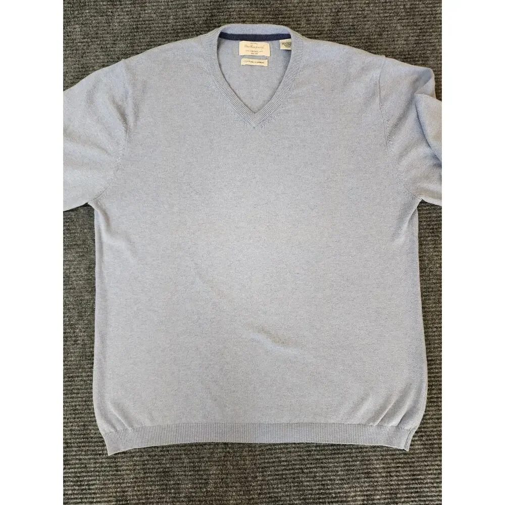 Vintage Weatherproof Cotton Cashmere V-Neck Sweater Men's Size Large Blue